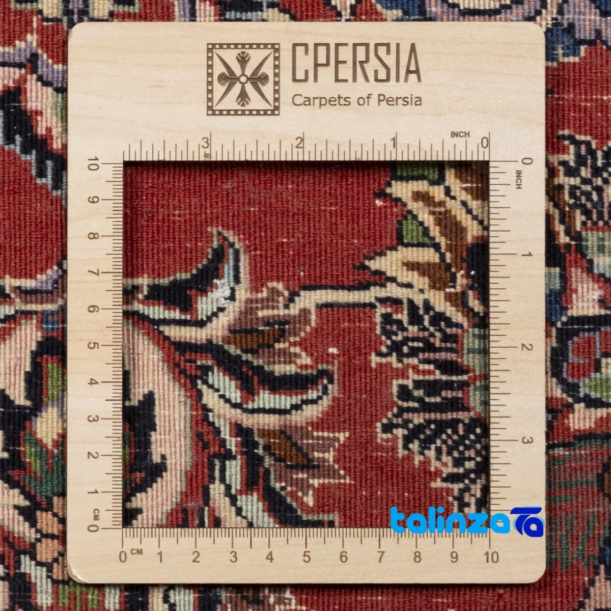 Weave close-up of Si Persia Handwoven Carpet Circular Design Red 204x204 cm material and craftsmanship