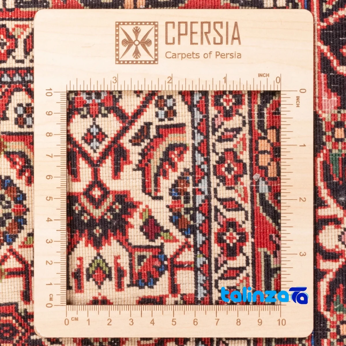 Cypress Persian Handwoven Rug Red pile texture close-up (Detail view)