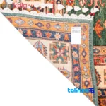 C Persia Handwoven Rug Geometric Design Green - Weave close-up showing material and craftsmanship