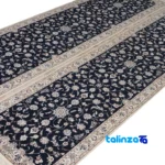 Weave close-up of Nain Handwoven Area Rug Floral Design Navy Hand washable material and craftsmanship