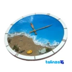 Artisan Ocean Beach Resin Wall Clock - Packaging view showing label details and pack finish