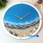 Handcrafted Resin Wall Clock Night Sea Tehran - Profile angle showing thickness and build
