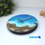 Resin Wall Clock Ocean Design - Packaging view showing label details and pack finish