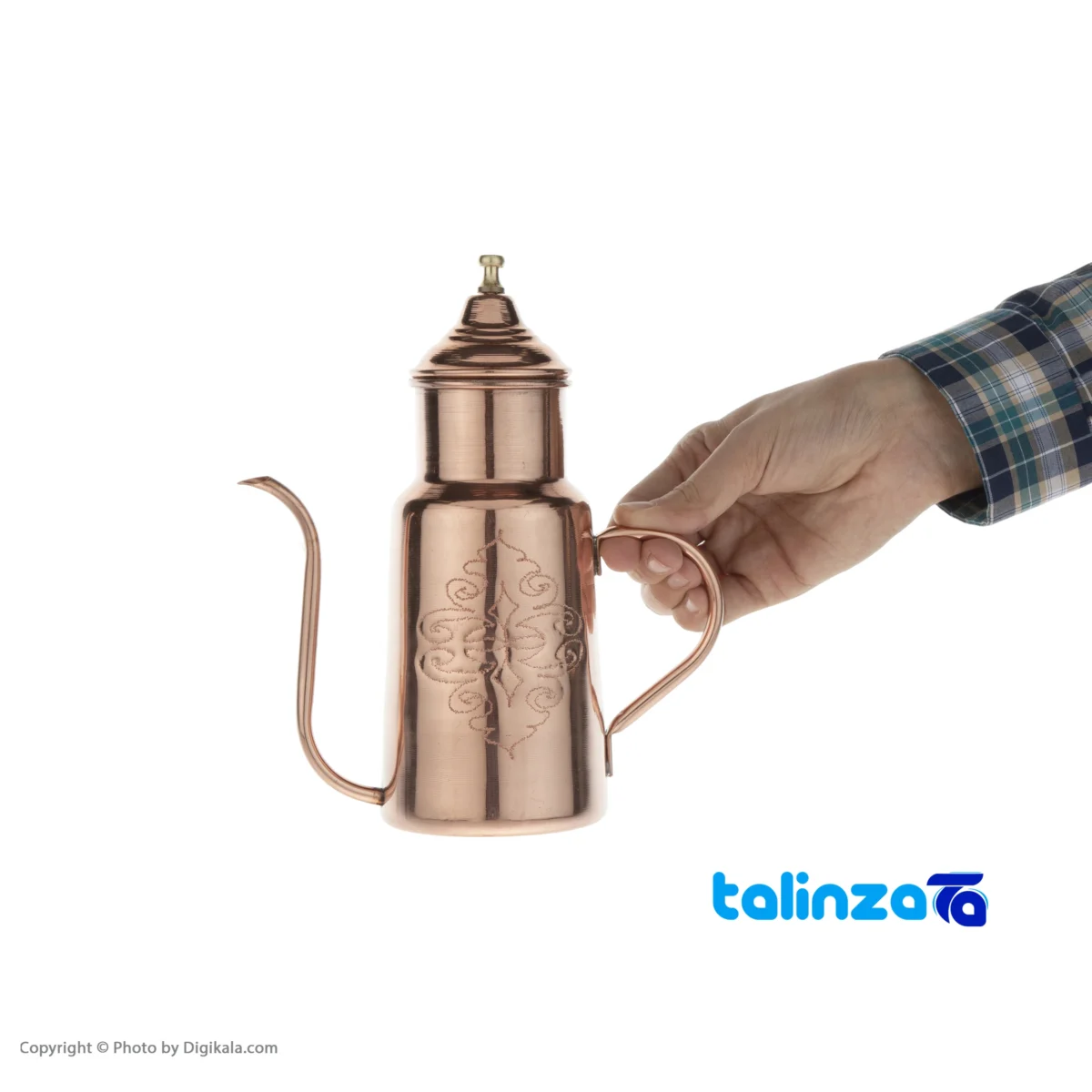 Zanjan Copper Oil Container with Handle 20x16x8 cm - Packaging view showing label and