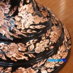 Fakher Copper Fruit Bowl Diamond-Engraved Handcrafted label and packaging view)