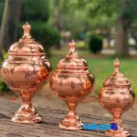 Packaging view of ZH213 Copper Serving Set Three-Piece Dome Design label and