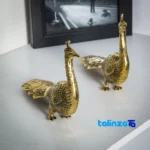 Close-up of Peacock Statue Set Decorative Art Piece saffron strand quality