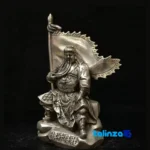 Packaging view of Guan Yu Bronze Statue Set Rock and Flag label