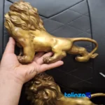 Packaging view of China Bronze Lion Statues Set - Unique Design label and