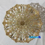 Brass Blossom 3-Piece Serving Set with Stone Base 60x32x23 cm label and packaging view)