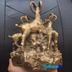 Packaging view of CHNA Bronze Sculpture Ram Design Rock Art label and