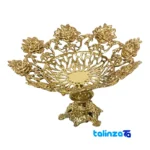 Packaging view of Brass Fruit Bowl Set Floral Design label details and pack finish