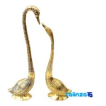 Brass Swan Sculpture Set - Elegant Home Decor 35x7x50 cm label and packaging view)