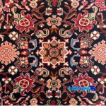 Handwoven Persian Carpet Hamadan Design - Navy Blue - Detail view showing pile texture close-up
