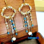 Packaging view of Handcrafted Pearl and Agate Earrings by Artisan label