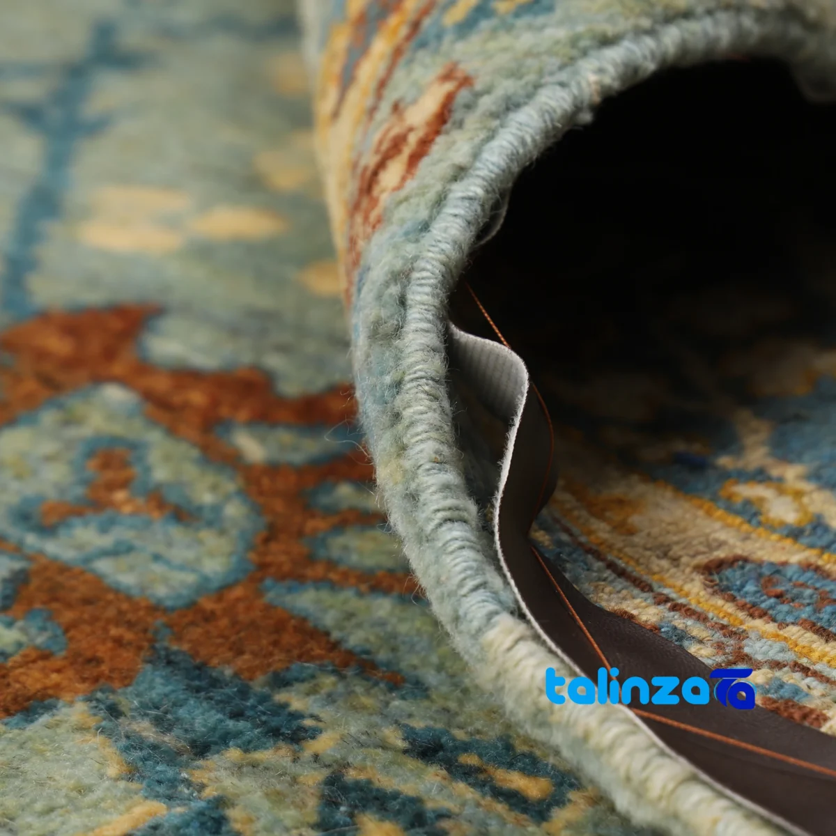 Weave close-up of Persian Handwoven Rug Sultanabad Model Hand wash only material and craftsmanship