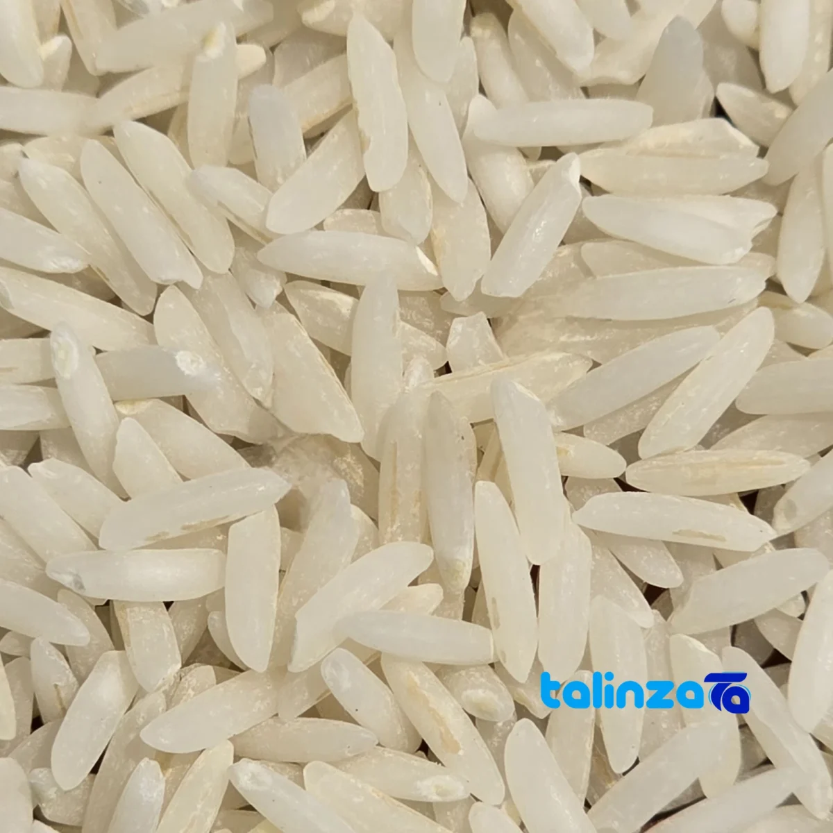 Detail view of Tarom Hashemi Rice Premium 100 percent grain close-up