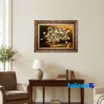 Edge view of TDJ Handwoven Carpet Wall Art border and finishing