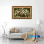 Edge view of Mirnazami Handwoven Tapestry Flower Design Framed border and finishing