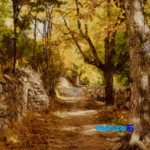 Edge view of Si Persia Handwoven Tapestry Autumn Landscape Art border and finishing