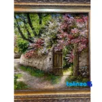 Edge view of Handwoven Carpet Wall Art Spring Alley Design border and finishing