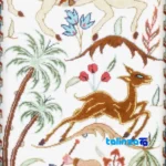 Edge view of Si Persia Handwoven Carpet Wall Art Hunting Scene border and finishing