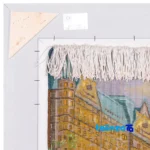 Edge view of Si Persia Handwoven Tapestry New York Rain Scene border and finishing