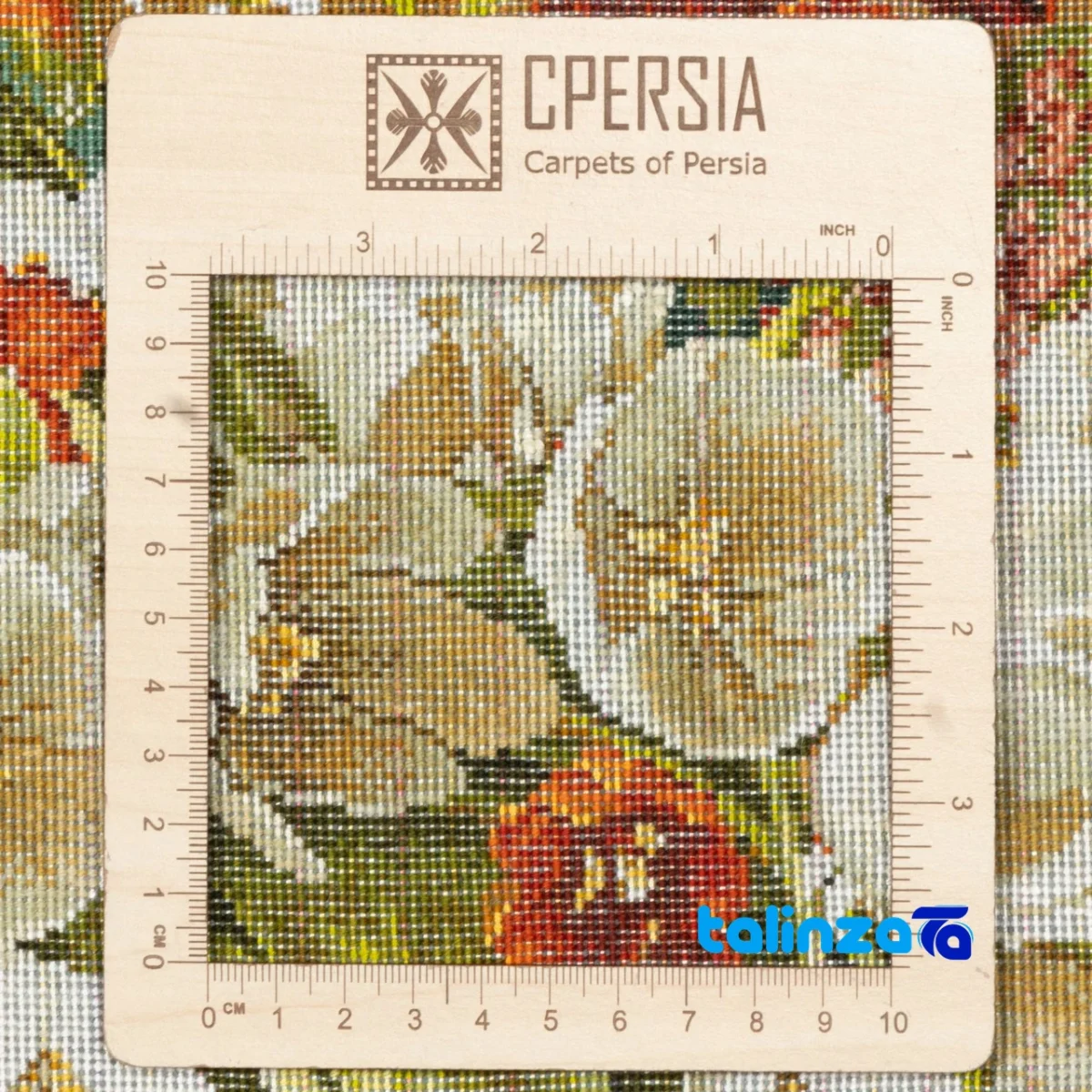 Edge view of Si Persia Handwoven Tapestry Floral Design border and finishing