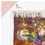 Edge view of C Persia Handwoven Carpet Wall Art Flower Basket border and finishing