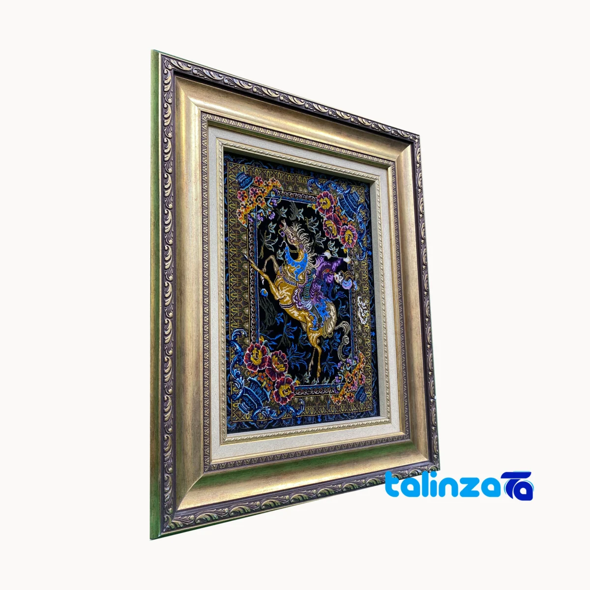 Edge view of Handmade Fantasy Tapestry Hunting Scene border and finishing