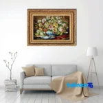 Detail view of Mirnazami Handwoven Tapestry Floral Design White Vase finish and material