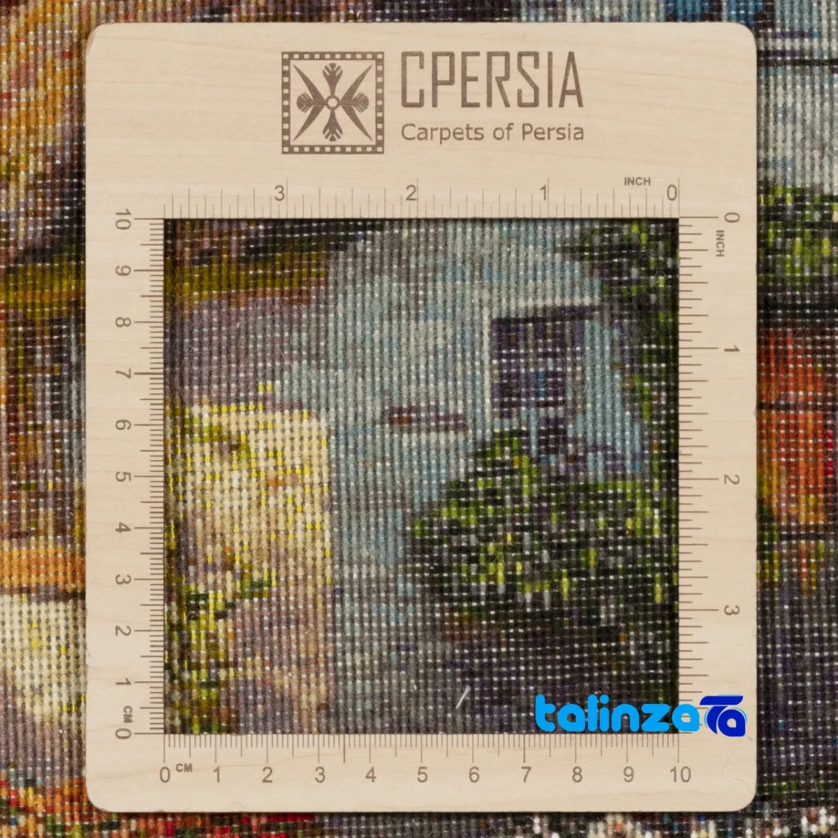 Detail view of C Persia Handwoven Tapestry Landscape Cottage Design finish and material