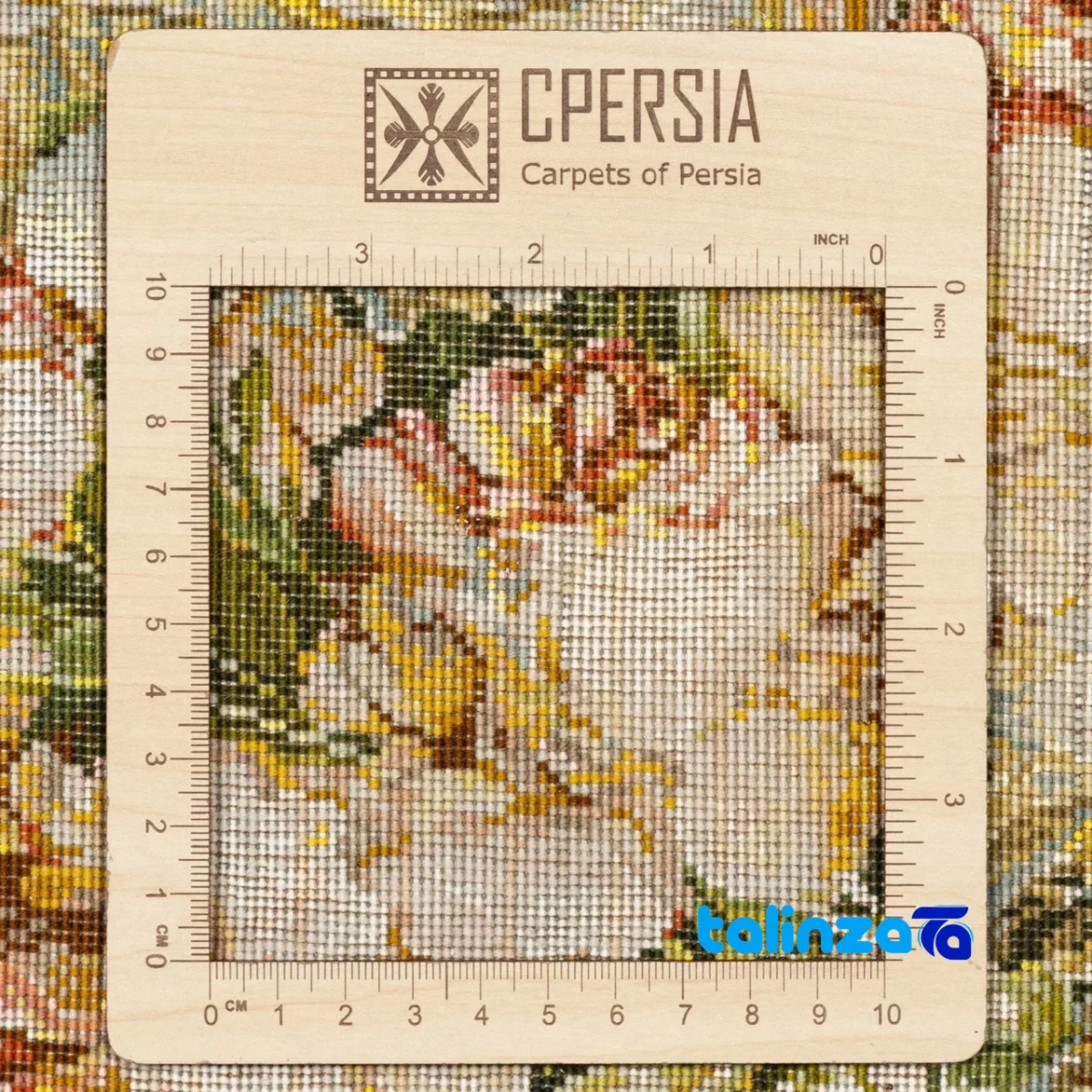 Edge view of Si Persia Handwoven Tapestry Floral Design border and finishing