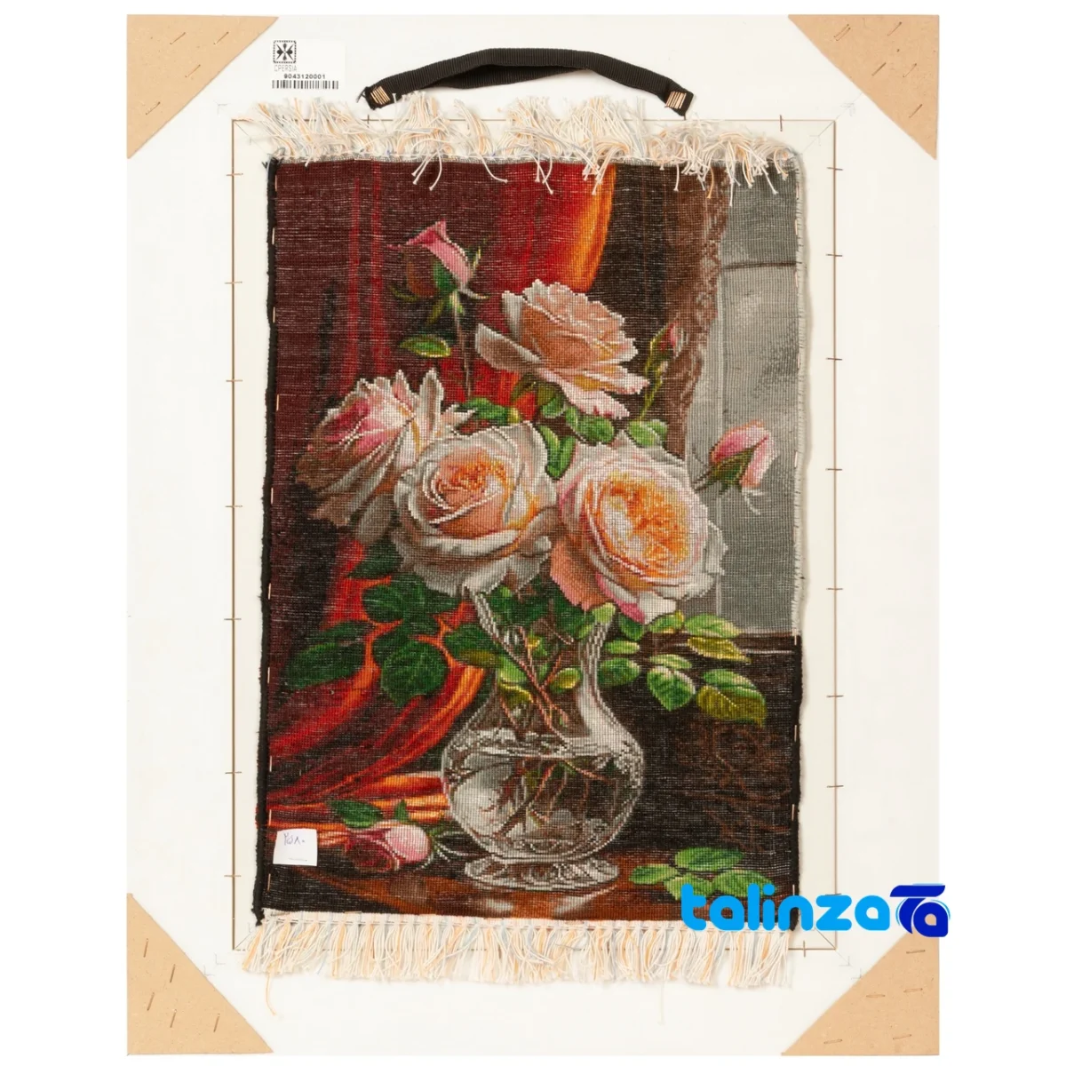 Edge view of Si Persia Handwoven Tapestry Floral Design border and finishing