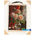 Edge view of Si Persia Handwoven Tapestry Floral Design border and finishing