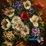 Edge view of Si Persia Handwoven Carpet Wall Art Floral Design border and finishing