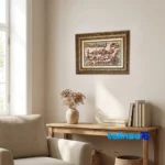 Edge view of TDJ Handwoven Carpet Wall Art Unique Design border and finishing