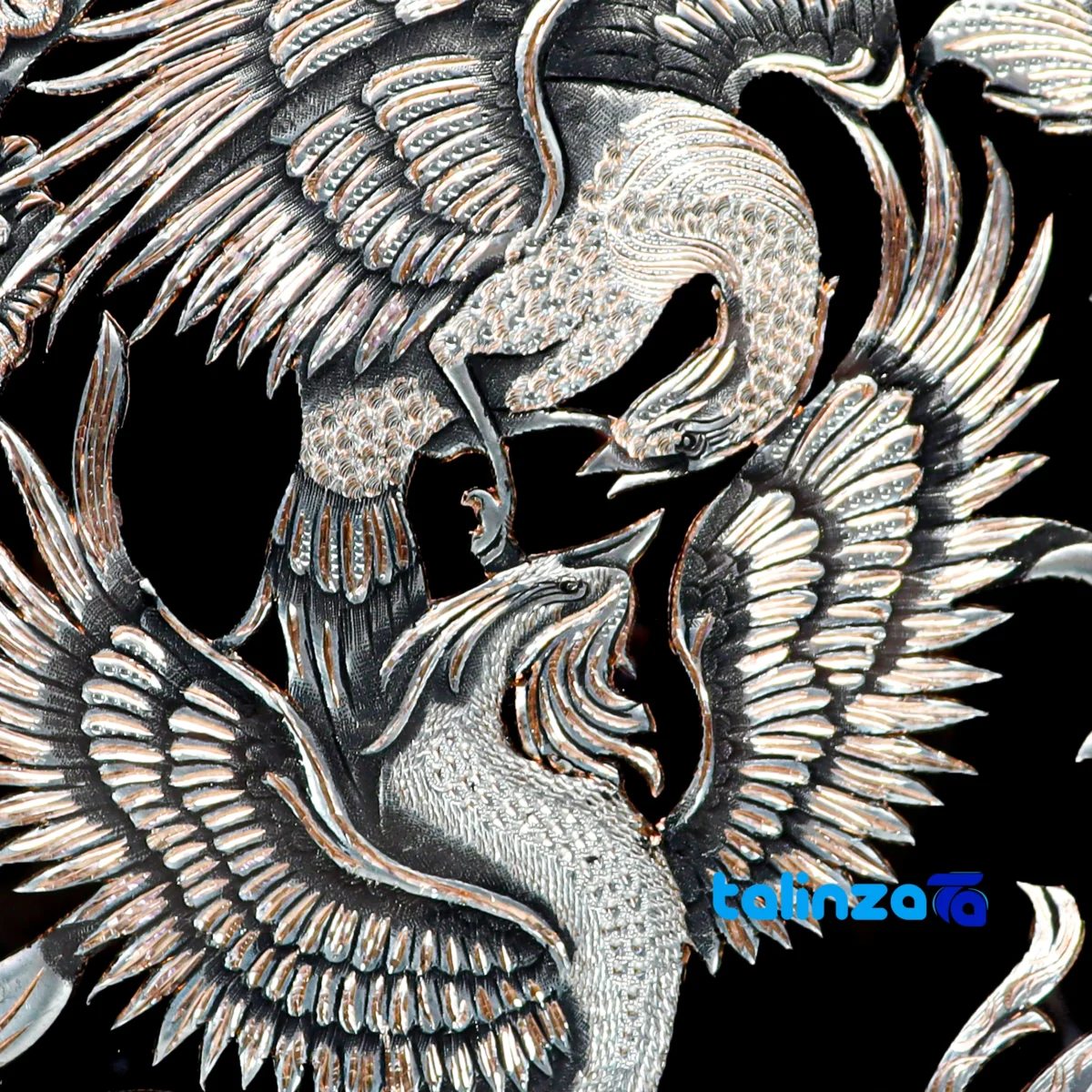 Detail view of Shahkar Copper Engraved Handmade Wall Artwork 127 x 3 finish and material