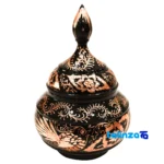 Detail view of Copper Tea Set Diamond Cut RoundTray 45 x 37 finish and material