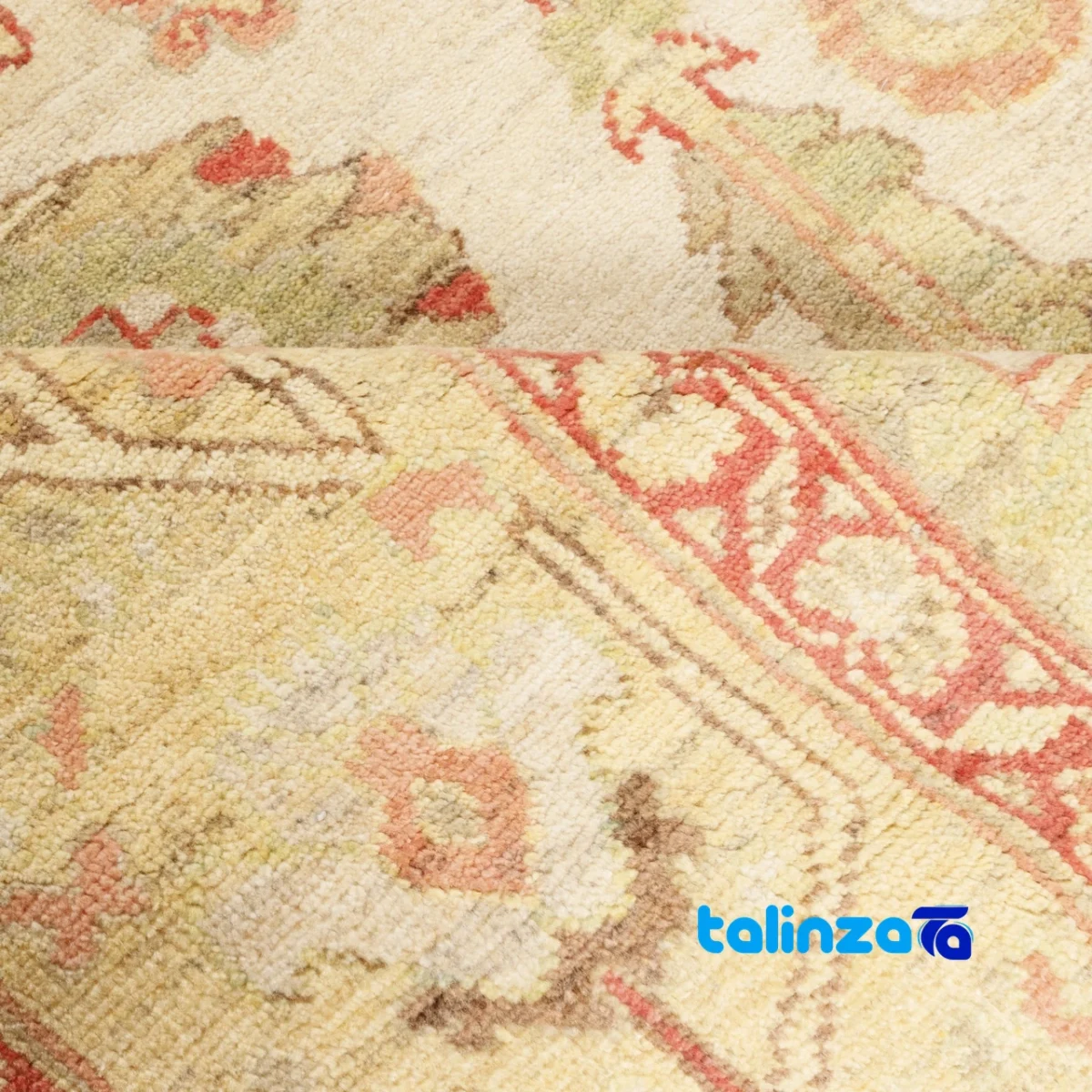 C Persia Handwoven Carpet Elegant Cream Design binding and edges (Corner detail)