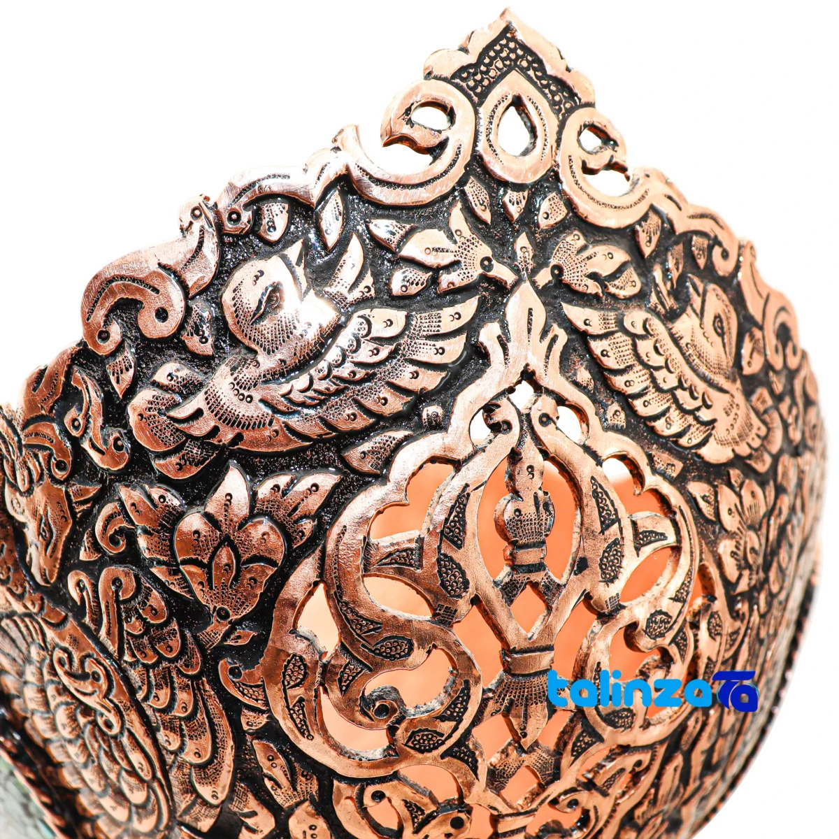 Kashkul Firouzeh Kubi Masterpiece Decorative Art finish and material detail view)
