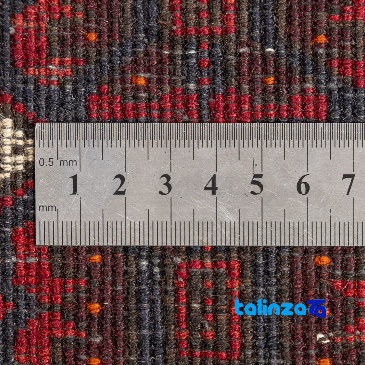 Edge view of Baloch Handwoven Rug Unique Design border and finishing