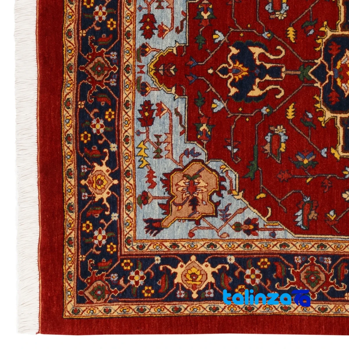 Si Persia Handwoven Carpet Luxurious Burgundy Design - Corner detail showing binding and edges