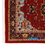 Si Persia Handwoven Carpet Luxurious Burgundy Design - Corner detail showing binding and edges