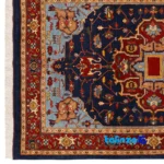 Si Persia Handwoven Rug Elegant Navy Design - Edge view showing border and finishing