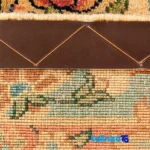 Handwoven Persian Rug Beige Floral Design material and craftsmanship (Weave close-up)