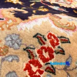 Handmade Tabriz Carpet NKP.RJ101 Navy - Corner detail showing binding and edges