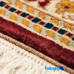 Handwoven Carpet Red Design Quarter Code 102050 binding and edges (Corner detail)