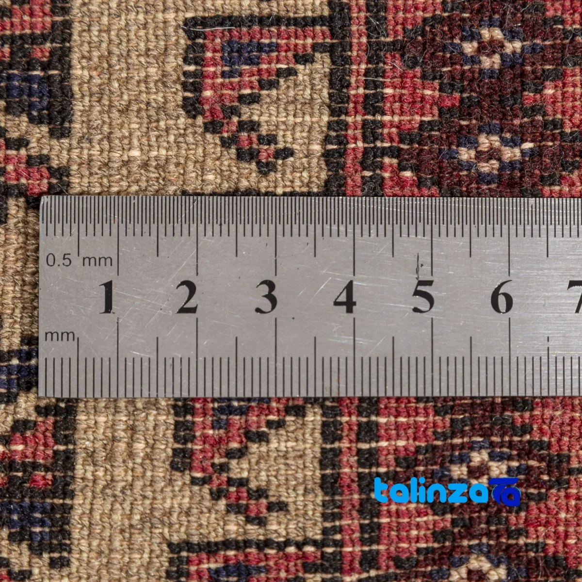 Handwoven Rug Model Baluch Cream Design 151x78x1 cm - Corner detail showing binding and edges