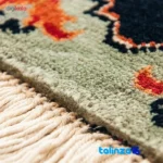 Edge view of Handwoven Carpet Colorful Design border and finishing